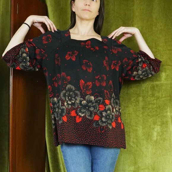 Vintage Loose Fit Floral Top, Large - Picture 5 of 14